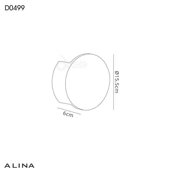 Deco Alina Round Wall Lamp, 6.5W LED, 3000K, 656lm, White Paintable Gypsum, 3yrs Warranty • D0499