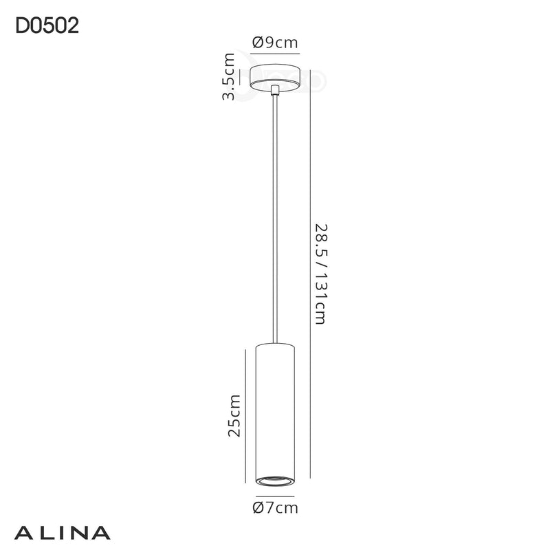 Deco Alina Cylinder Pendant, 1 x GU10, White Paintable Gypsum • D0502