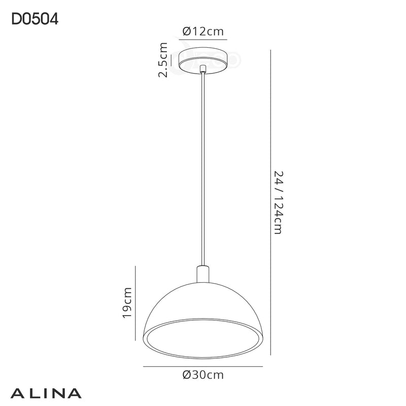 Deco Alina Dome Pendant, 1 x E27, White Paintable Gypsum • D0504