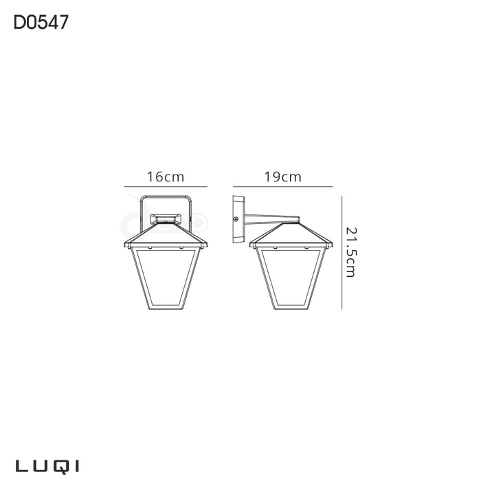Deco Luqi Downward Wall Lamp, 1 x E27, IP44, Black/Clear Glass, 2yrs Warranty • D0547