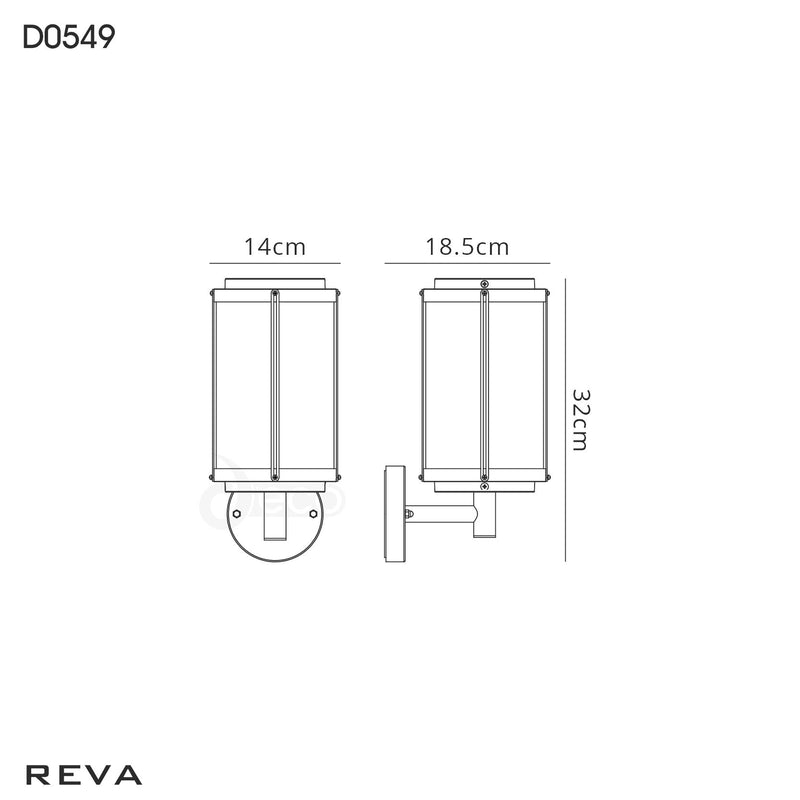 Deco Reva Upward Wall Lamp, 1 x E27, IP44, Black/Clear PC, 2yrs Warranty • D0549