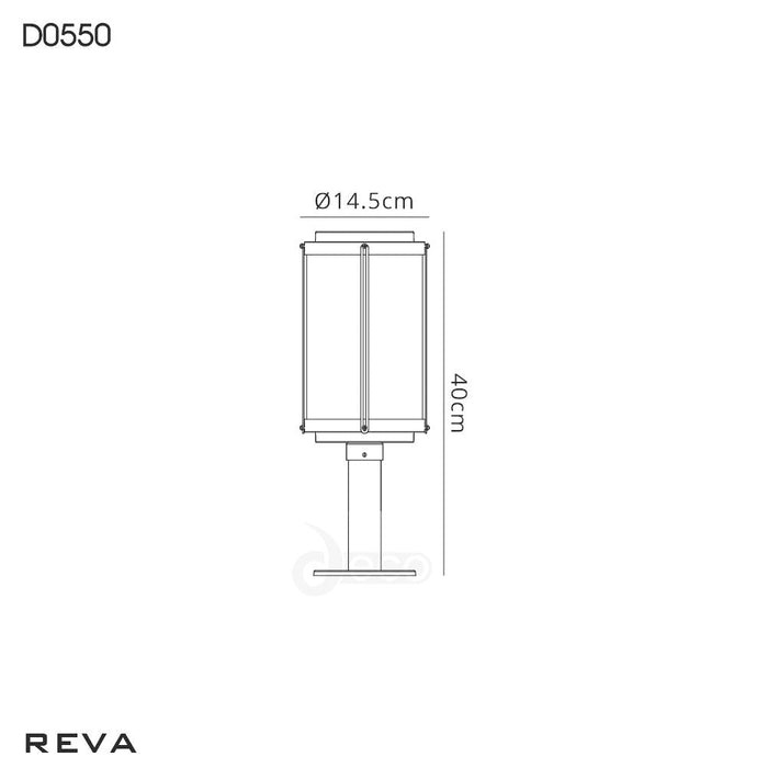 Deco Reva Short Post, 1 x E27, IP44, Black/Clear PC, 2yrs Warranty • D0550