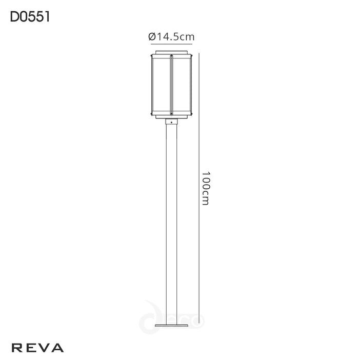 Deco Reva Tall Post, 1 x E27, IP44, Black/Clear PC, 2yrs Warranty • D0551