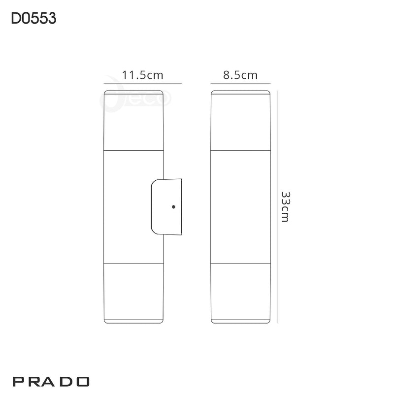 Deco Prado Wall Lamp, 2 x E27, IP44, Black/Opal, 2yrs Warranty • D0553