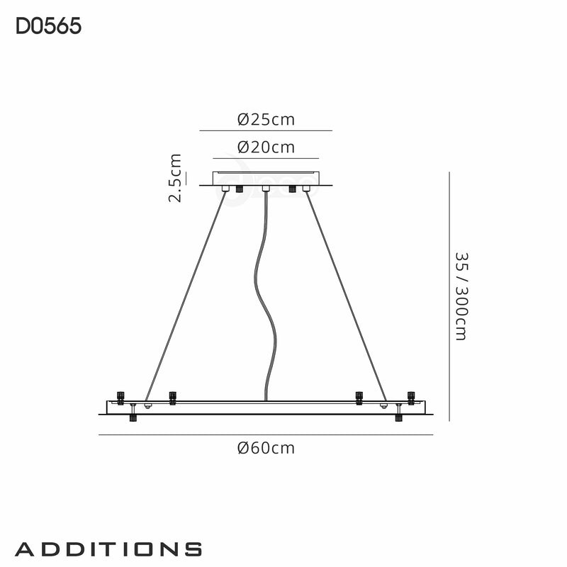 Deco Additions 600mm, 3m Universal Suspension Plate c/w Power Cable For Lowering Flush Fittings, Max Load 40kg (ONLY TESTED FOR OUR RANGE OF PRODUCTS) • D0565