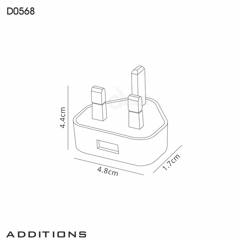 Deco Additions USB Black Plugtop 5V, 1A Output • D0568