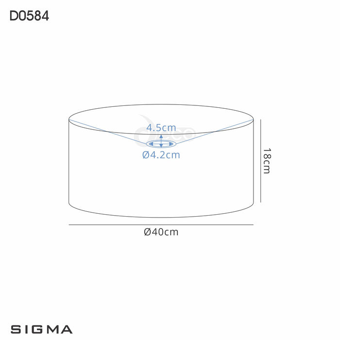 Deco Sigma Round Cylinder, 400 x 180mm Gold Foil With White Lining Shade • D0584