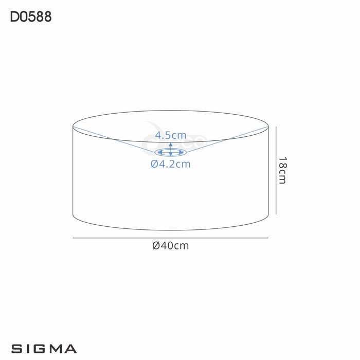 Deco Sigma Round Cylinder, 400 x 180mm Silver Foil With White Lining Shade • D0588