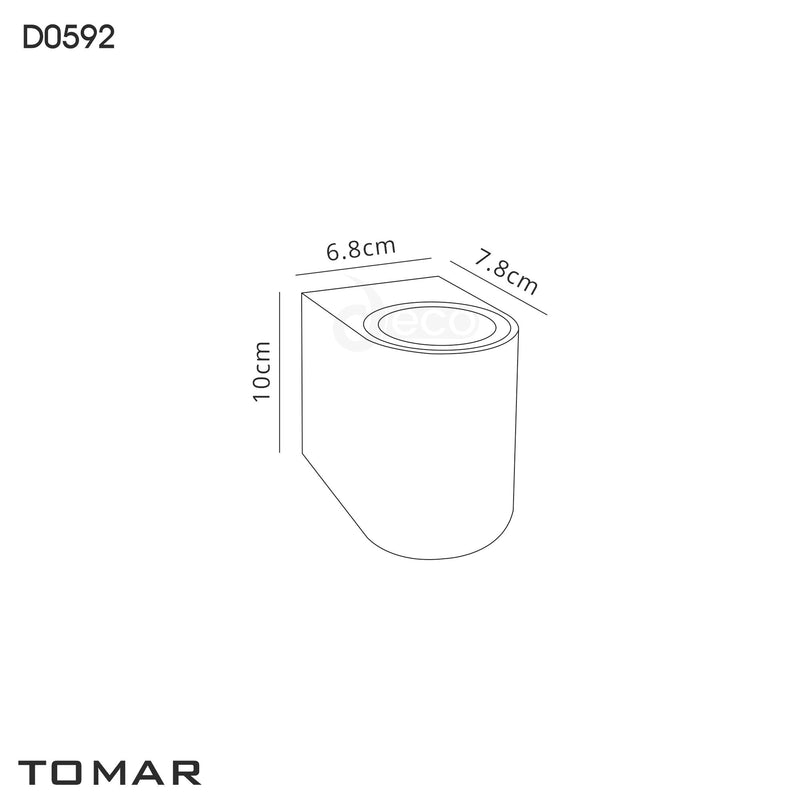 Deco Tomar Curved Wall Lamp, 1 x GU10, IP54, Sand Black • D0592