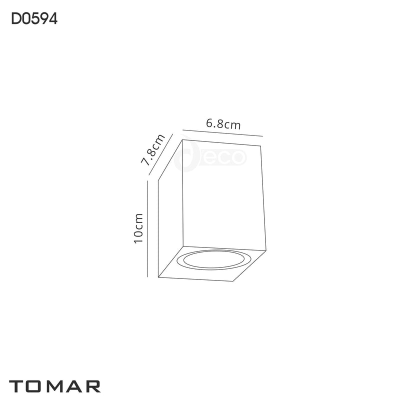 Deco Tomar Rectangle Wall Lamp, 1 x GU10, IP54, Sand Black • D0594