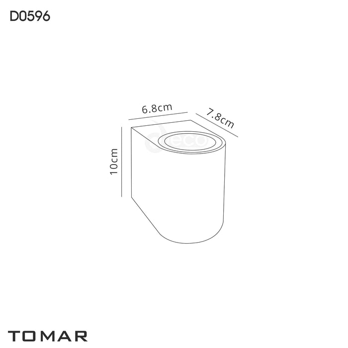 Deco Tomar Curved Wall Lamp, 1 x GU10, IP54, Sand White • D0596