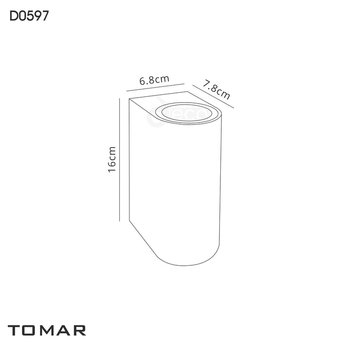 Deco Tomar Curved Wall Lamp, 2 x GU10, IP54,Sand  White • D0597