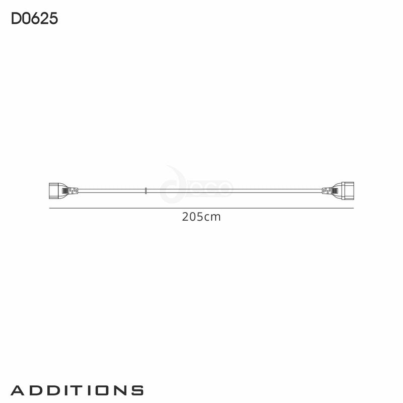 Deco Additions 2m 0.75mm 3 Core Lead With Male & Female IEC Plugs • D0625