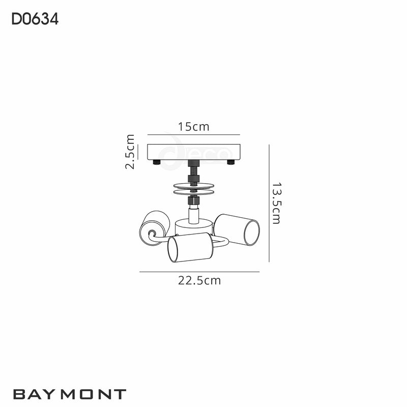 Deco Baymont White 3 Light E27 Universal Flush Ceiling Fixture, Suitable For A Vast Selection Of Shades • D0634