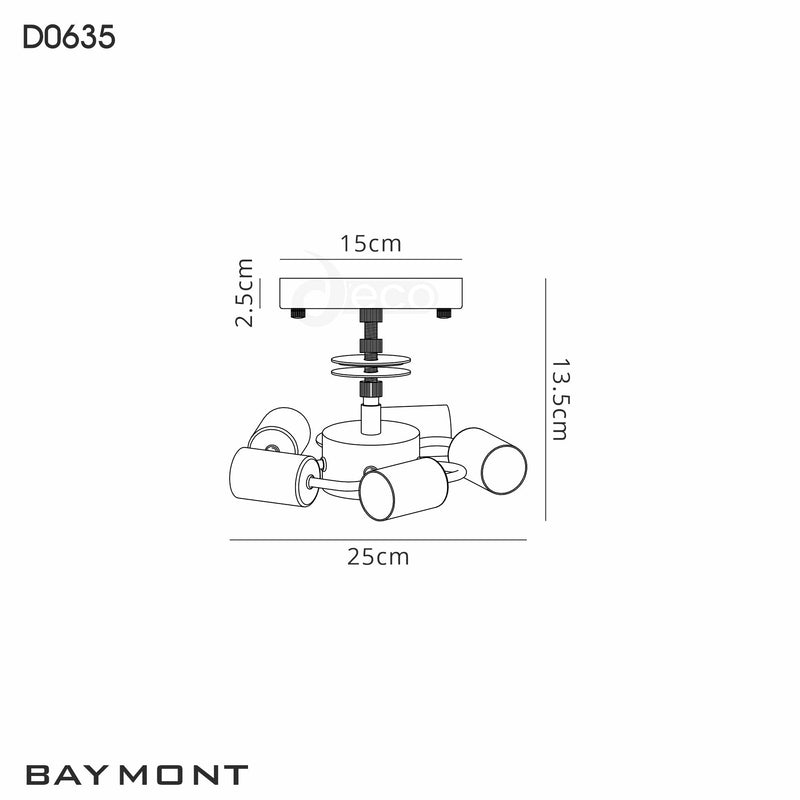 Deco Baymont White 5 Light E27 Universal Flush Ceiling Fixture, Suitable For A Vast Selection Of Shades • D0635