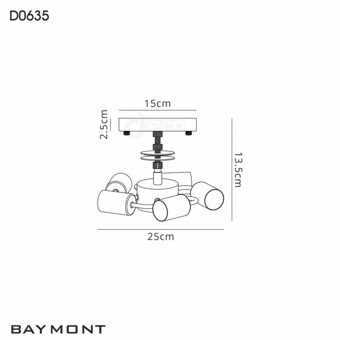 Deco Baymont White 5 Light E27 Universal Flush Ceiling Fixture, Suitable For A Vast Selection Of Shades • D0635