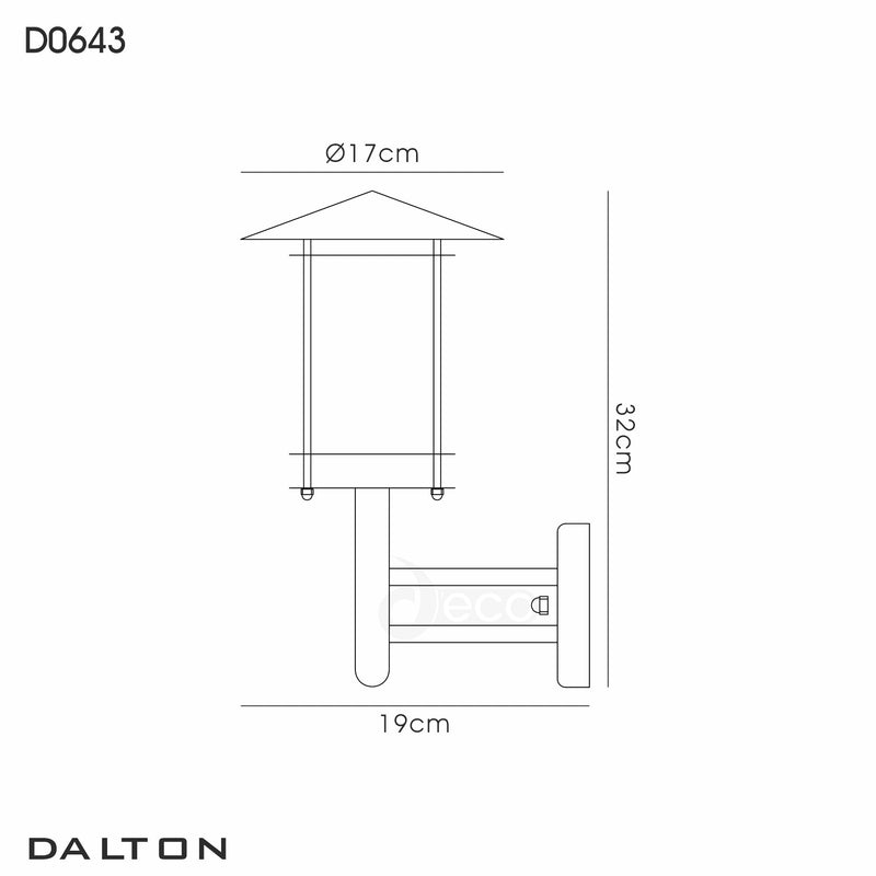 Deco Dalton Wall Lamp 1 Light E27 IP44 Exterior Black/Clear • D0643
