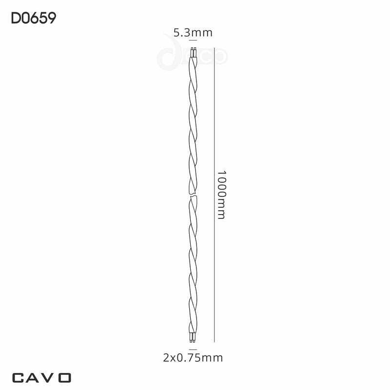Deco Cavo 1m Beige Braided Twisted 2 Core 0.75mm Cable VDE Approved (qty ordered will be supplied as one continuous length) • D0659