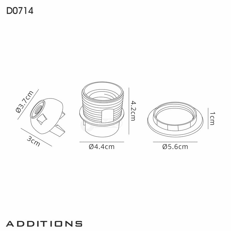 Deco Additions E27 White Lampholder With Shade Ring Support • D0714