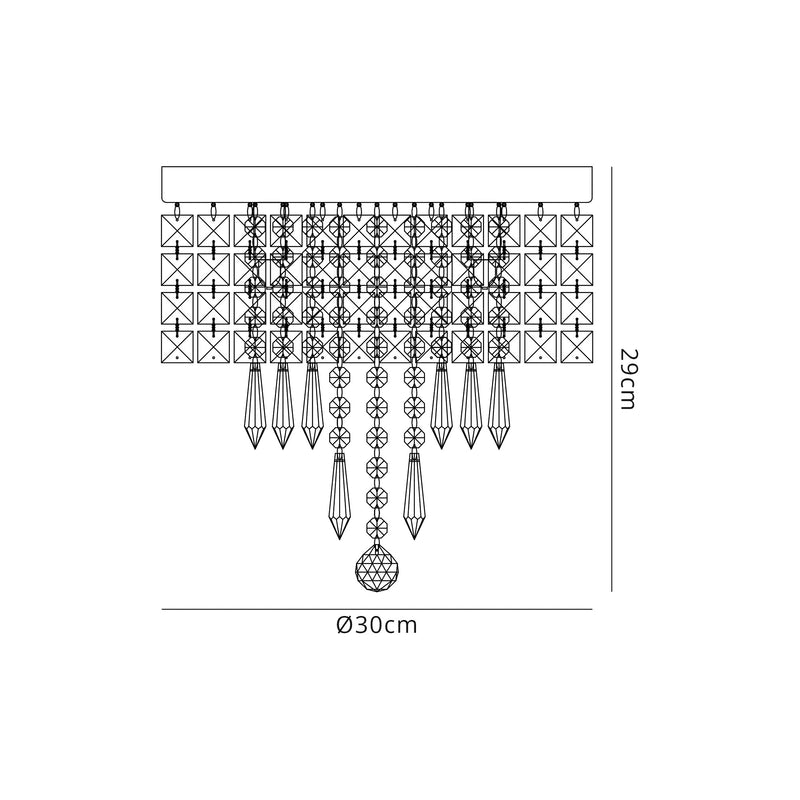 Regal lighting SL-2225 4 Light Flush Ceiling Light Polished Chrome And Crystal IP44