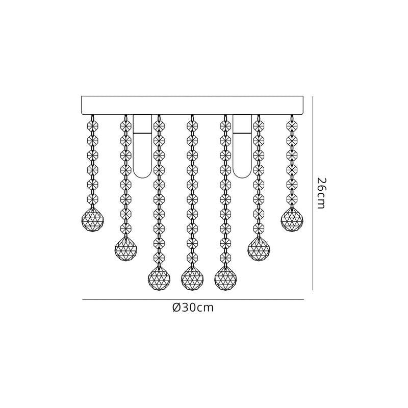 Regal lighting SL-2224 4 Light Flush Ceiling Light Polished Chrome And Crystal IP44