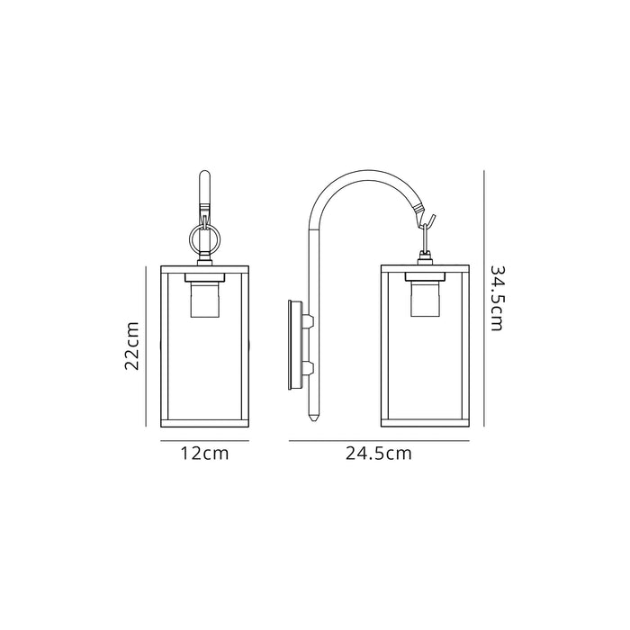 Regal Lighting SL-2166 1 Light Outdoor Down Wall Light Graphite Black IP54