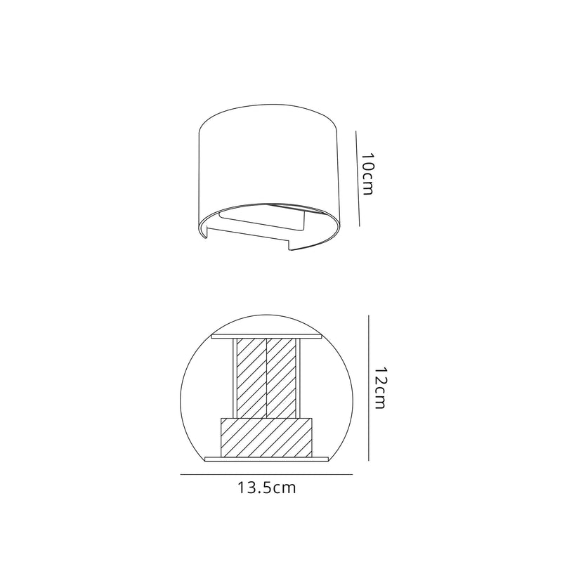 Regal Lighting SL-2090 2 Light Outdoor LED Wall Light black And Gold IP54