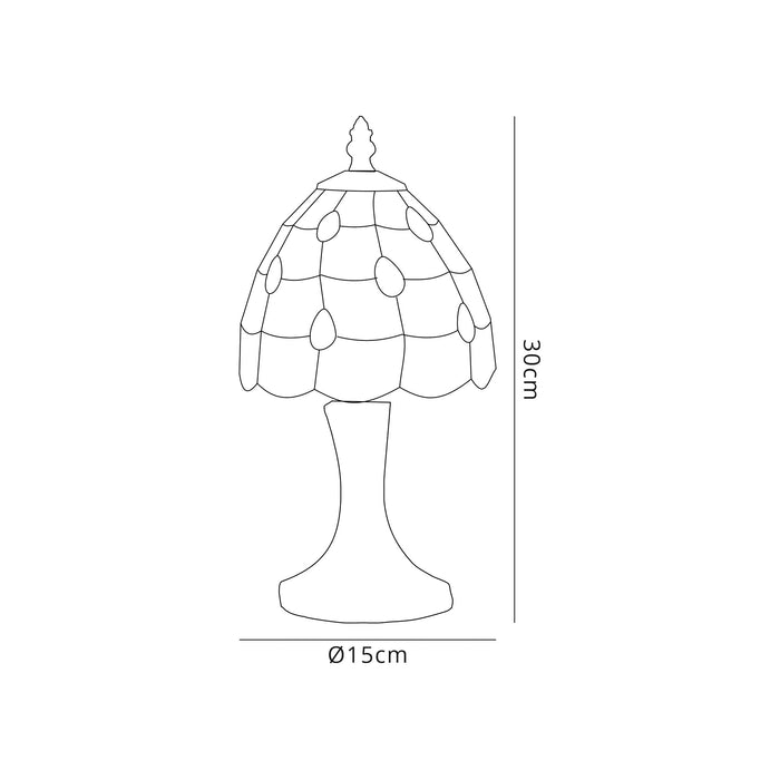 Regal Lighting SL-2084 1 Light Tiffany Table Lamp 15cm Beige And Clear Crystal Shade