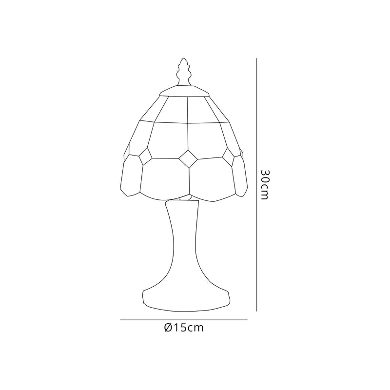 Regal Lighting SL-2081 1 Light Tiffany Table Lamp 15cm White and Blue With Clear Crystal Shade