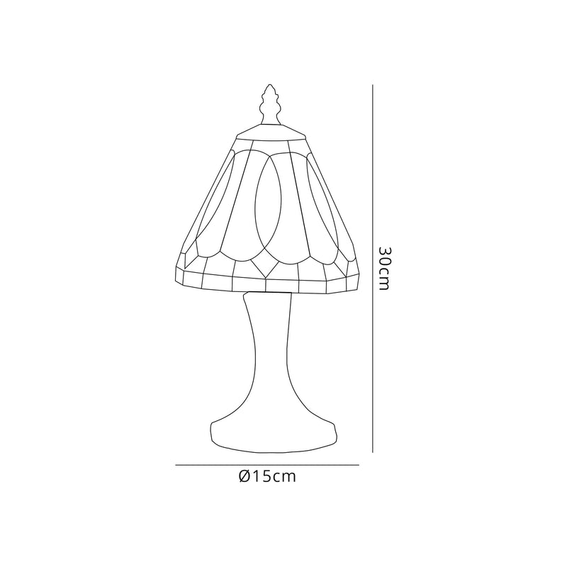 Regal Lighting SL-2080 1 Light Tiffany Table Lamp 15cm White and Grey With Clear Crystal Shade