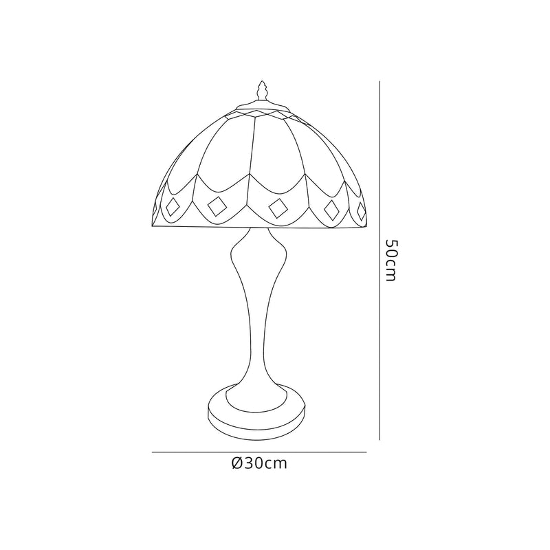 Regal Lighting SL-2071 1 Light Tiffany Table Lamp 30cm Cream And Brown With Clear Crystal Shade