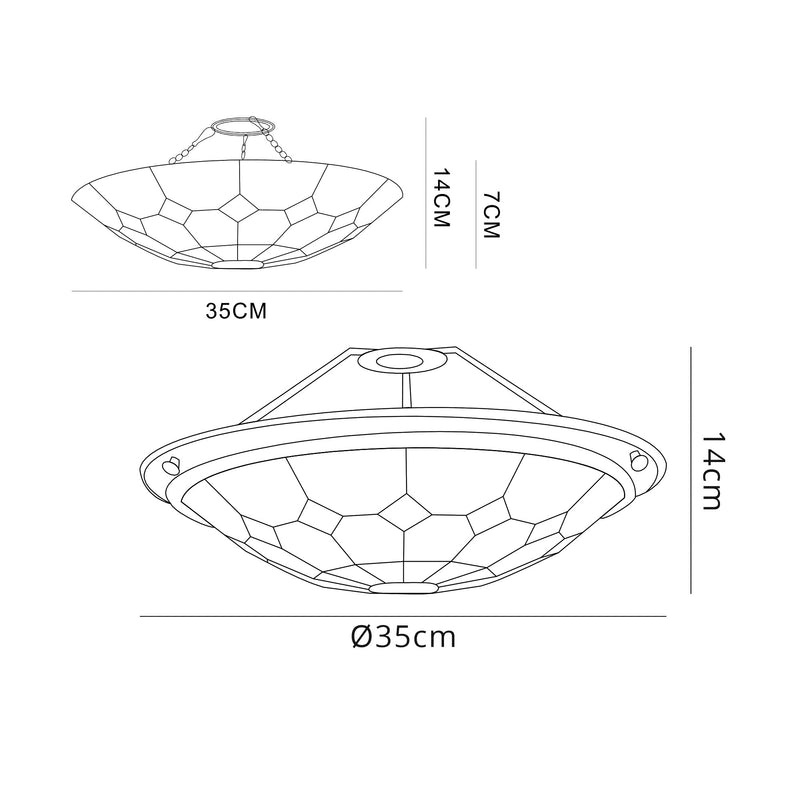 Regal Lighting SL-2058 Tiffany Easy Fit Uplighter Shade  Cream And Grey 35cm