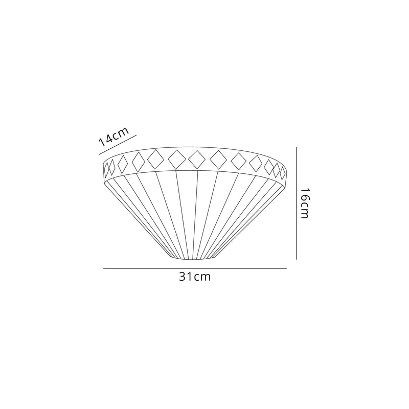 Regal Lighting SL-2036 Tiffany 2 Light Wall Uplighter Cream And Amber With Clear Crystal Shade