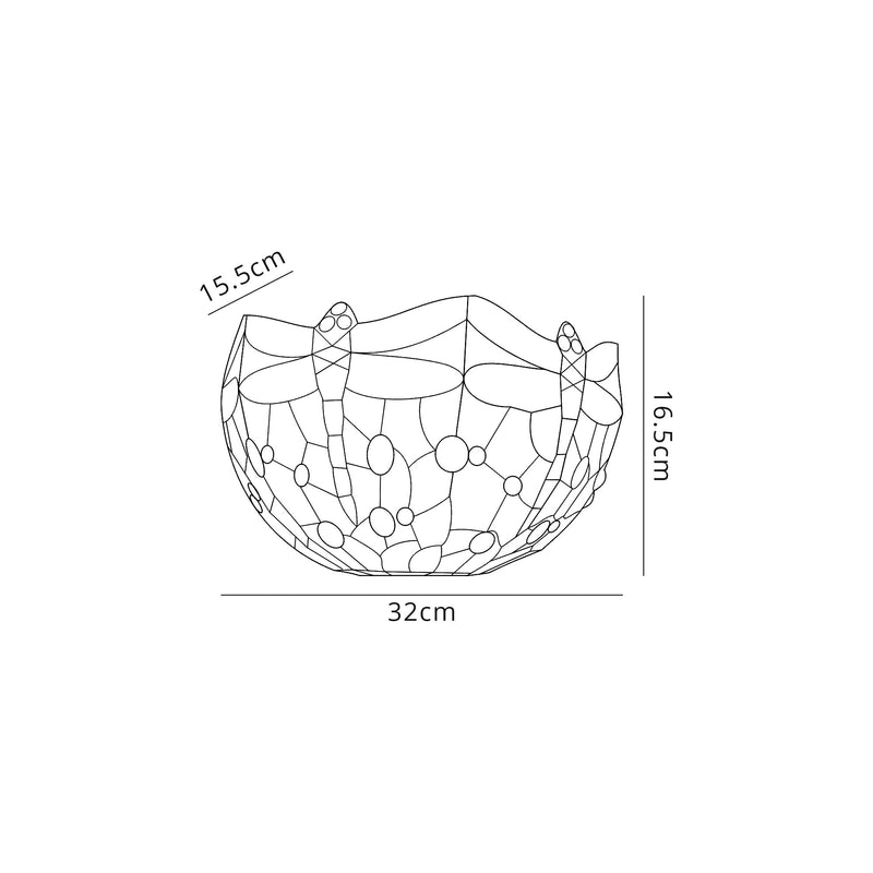 Regal Lighting SL-2030 Tiffany 2 Light Wall Uplighter Orange And Blue With Clear Crystal Shade