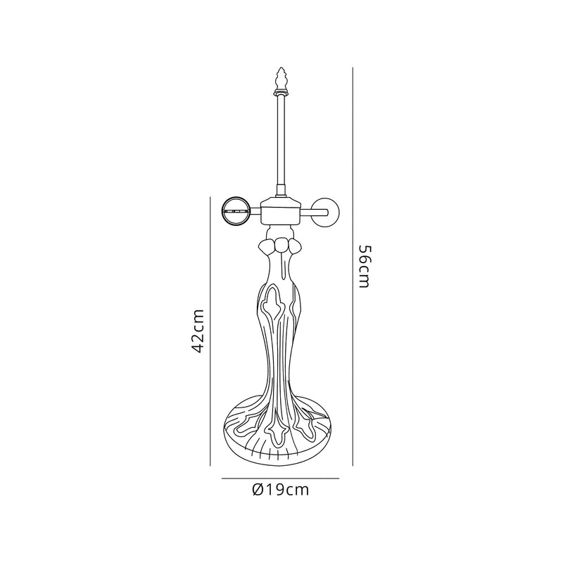 Regal Lighting SL-2015 2 Light Curved Tiffany Table Lamp Base Only Aged Antique Brass 56cm