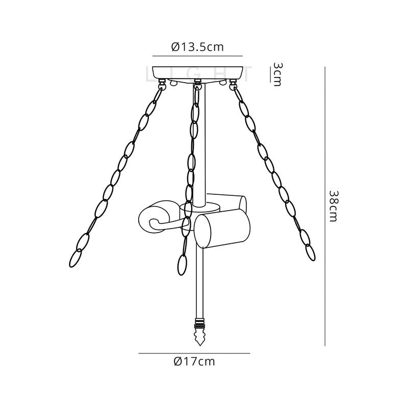 Regal Lighting SL-2009 3 Light Semi Flush Ceiling Fitting Only Aged Antique Brass