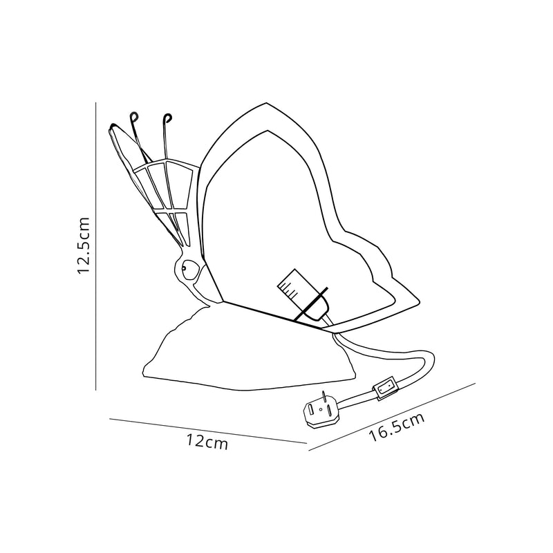 Regal Lighting SL-2000 1 Light Butterfly Tiffany Table Lamp Blue And Pink With Clear Crystal Shade