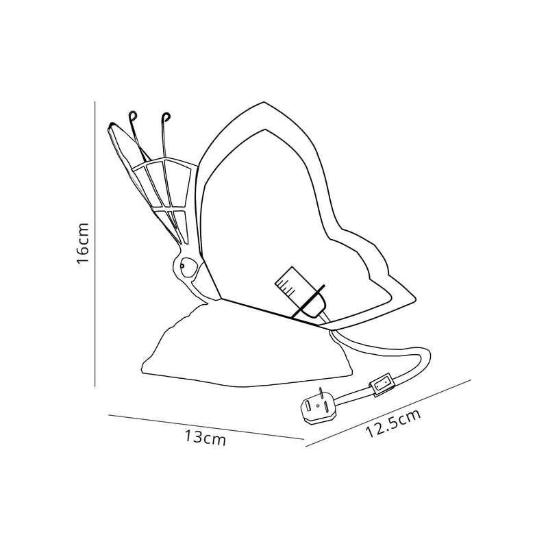 Regal Lighting SL-1999 1 Light Butterfly Tiffany Table Lamp Blue And Brown With Clear Crystal Shade