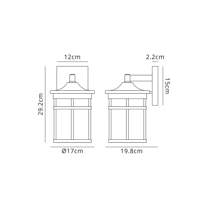 Regal Lighting SL-1984 1 Light Outdoor Wall Light Black With A Clear Crackle Glass IP54