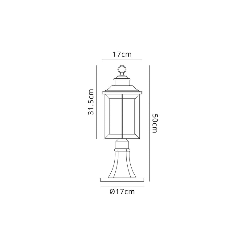 Regal Lighting SL-1863 1 Light Outdoor Post Light Antique Bronze With Clear Ripple Glass IP54