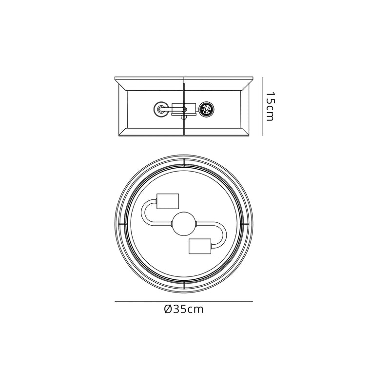 Regal Lighting SL-1861 1 Light Outdoor Flush Ceiling Light Antique Bronze With Clear Ripple Glass IP54