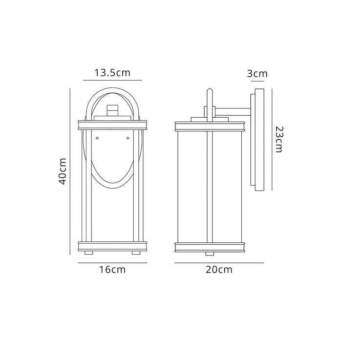 Regal Lighting SL-1837 1 Light Large Outdoor Wall Light Black & Gold With A Clear Glass IP54