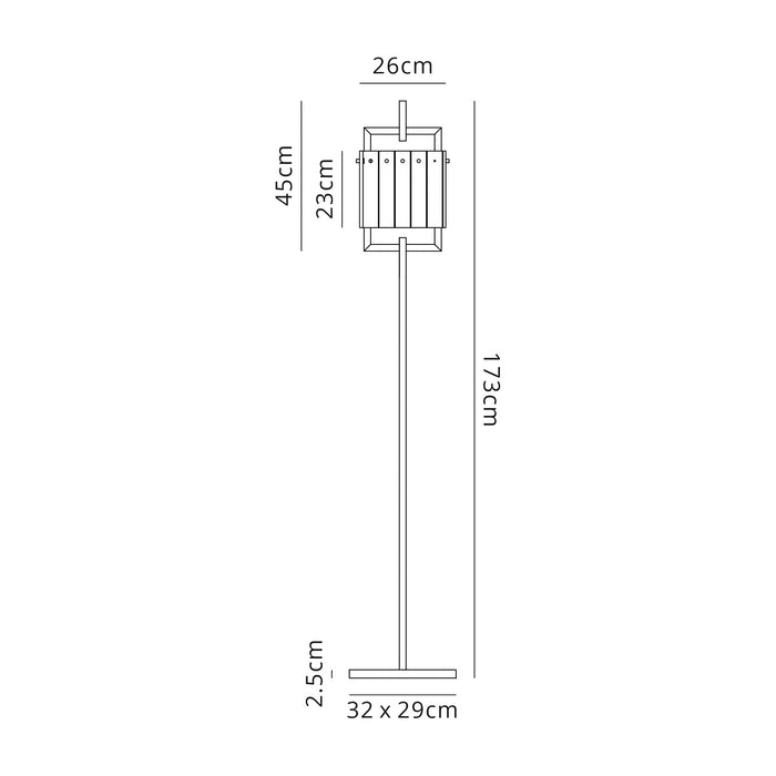 Regal Lighting SL-1768 2 Light Floor Lamp Matt Black And Glass Panels