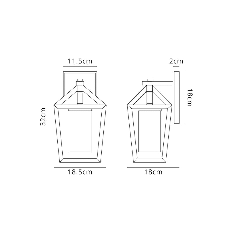 Regal Lighting SL-1675 1 Light Outdoor Wall Light Anthracite With Clear Rain Glass IP54