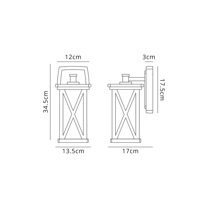 Regal Lighting SL-1673 1 Light Outdoor Wall Light Anthracite With Clear Glass IP54