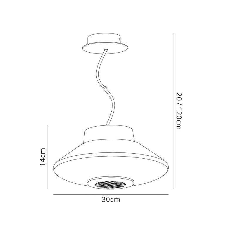 Regal lighting SL-1495 1 Light Pendant LED Ceiling Light White With Bluetooth Speaker IP44