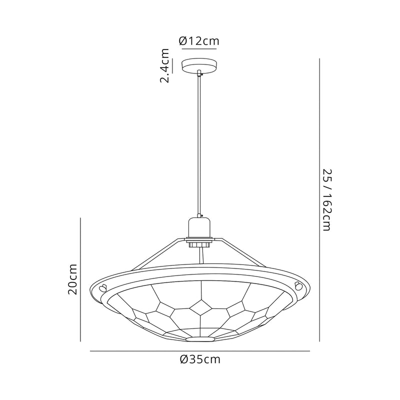 Regal Lighting SL-1475 1 Light 35cm Tiffany Pendant Cream And Green With Clear Crystal Shade