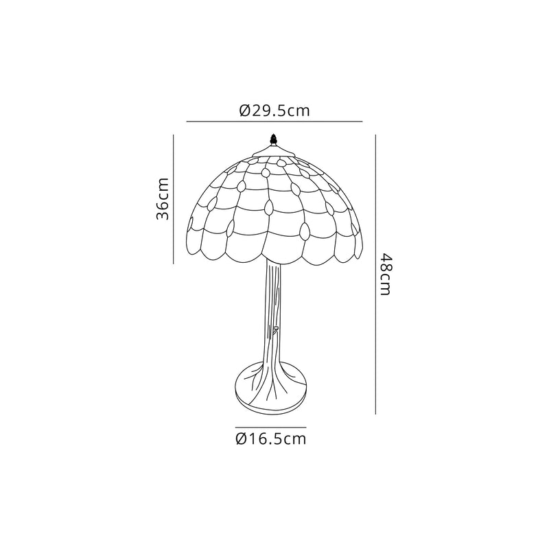 Regal Lighting SL-1449 1 Light Tree Tiffany Table Lamp 30cm Beige With Clear Crystal Shade