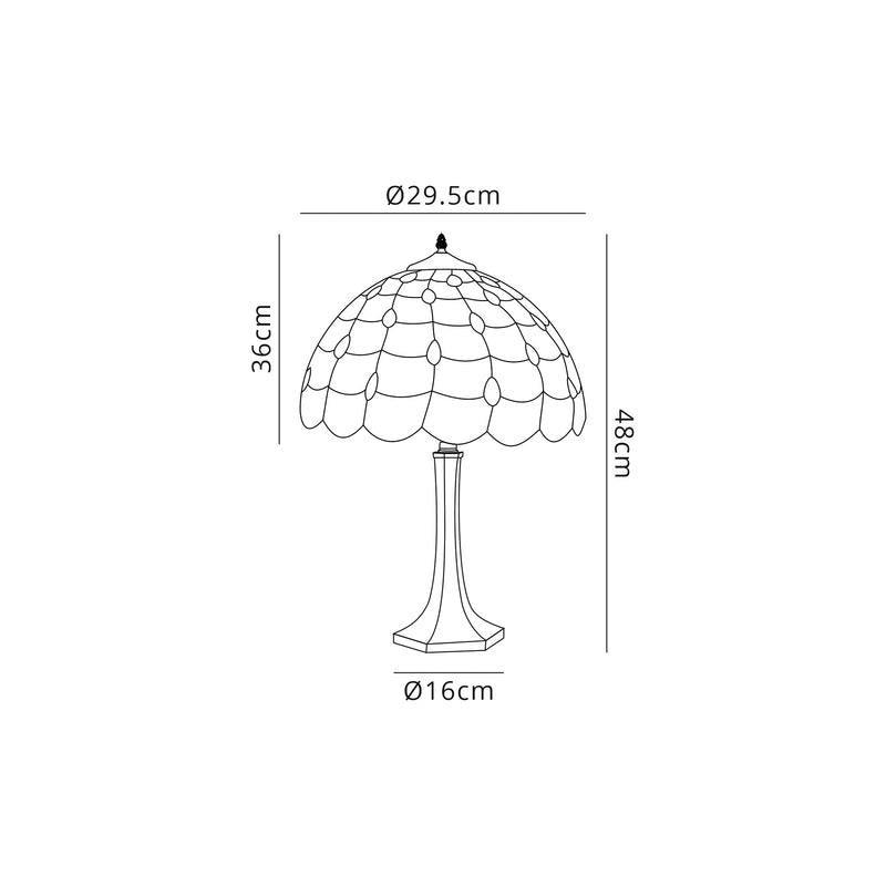 Regal Lighting SL-1447 1 Light Octagonal Tiffany Table Lamp 30cm Beige With Clear Crystal Shade