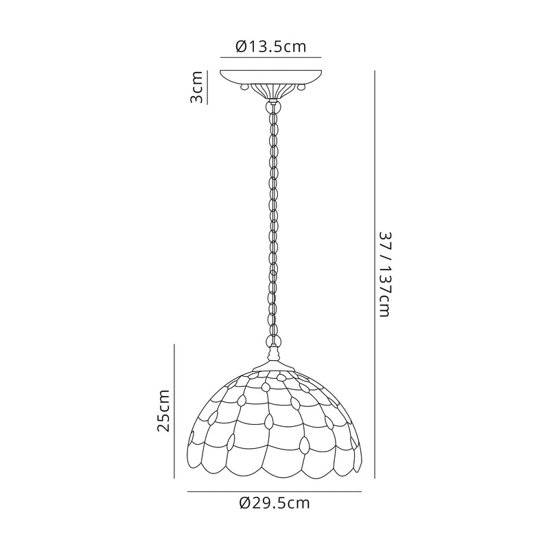 Regal Lighting SL-1444 2 Light 30cm Tiffany Pendant Beige With Clear Crystal Shade